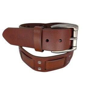 Bill Adler Leather Belt Mens‎ 40 Brown Studded Western Rugged Rustic VTG Cowboy
